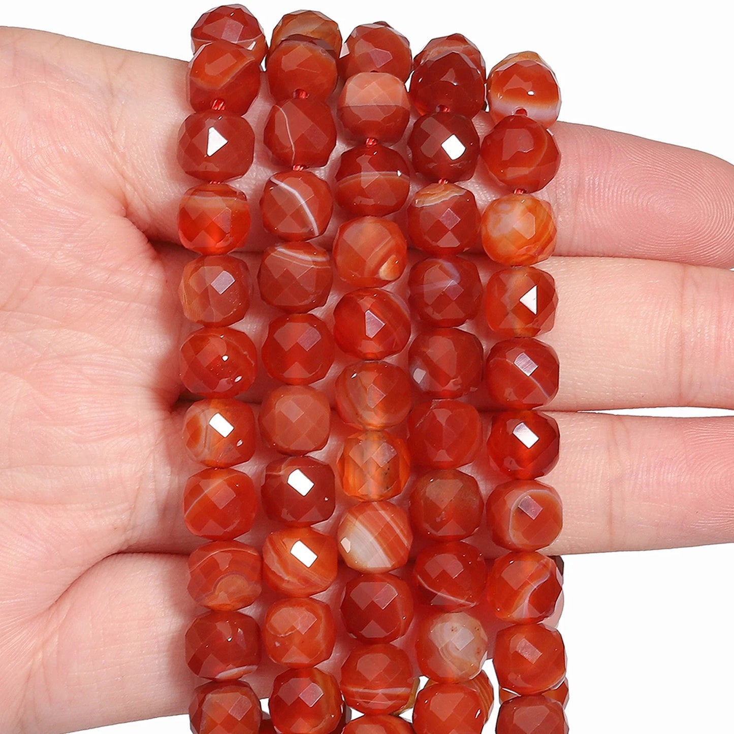 Natural Amethyst Beads 7-8mm Faceted Square Cube Geometric Shape Loose Beads for Jewelry Making Diy Accessories