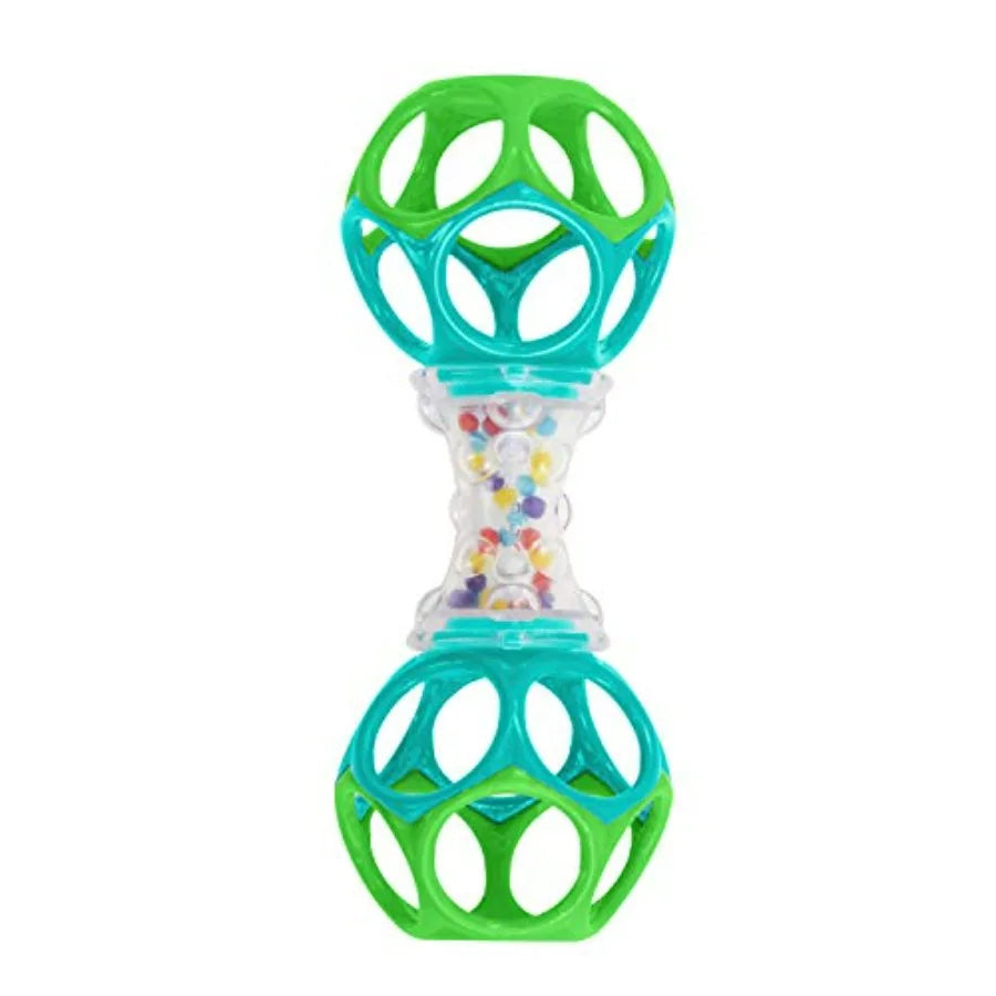 Bright Starts Oball Shaker Rattle Toy for newborns plus: soft textured plastic, vibrant multicolor design, easy-grip spherical