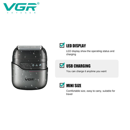 VGR Mini Double Head Shaver, Reciprocating Head, Men's Shaver, Apply to Face, Scrape White Hair, Cleaning and Trimmer V-379