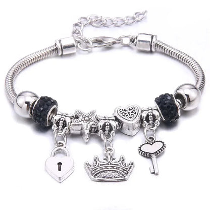 2025 New Charm Bracelet & Bangles Jewelry white butterfly Crown Beads Bracelets Brands Bracelets Fit Women Girl Gift
