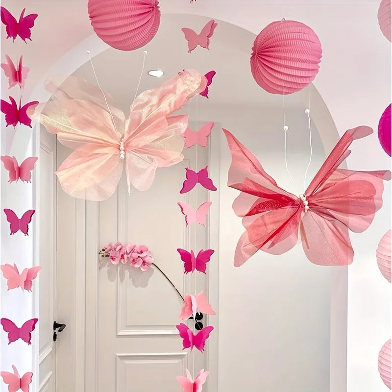 50cm Simulation Butterfly 3D Outdoor Shopping Mall Wedding Festival Decoration Hollow Large Hanging Gauze Big Fake Butterfly