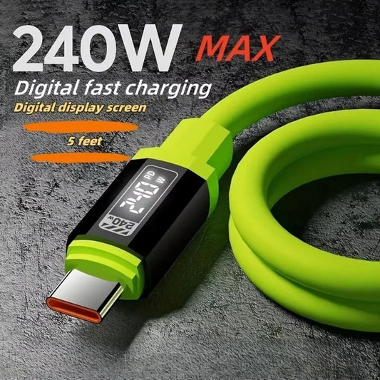 240W 10A Cables Super Fast Charging Type C To Type C Silicone Cable For Samsung iPhone 17Pro Xiaomi 17 Quick Charging Cable New