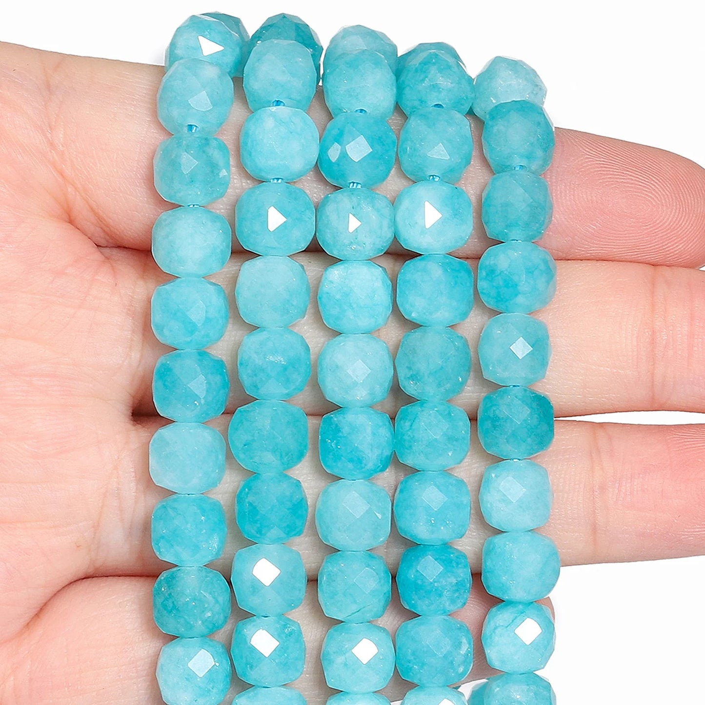 Natural Amethyst Beads 7-8mm Faceted Square Cube Geometric Shape Loose Beads for Jewelry Making Diy Accessories