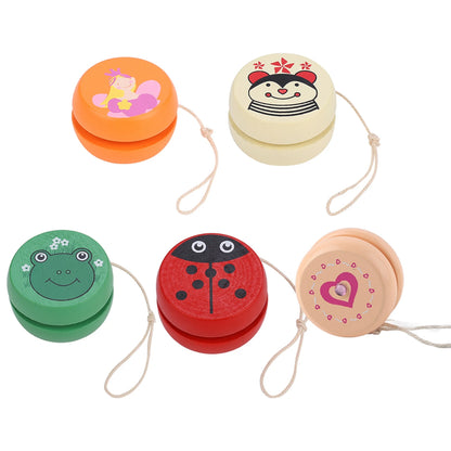 Cute Cartoon Pattern Wooden Yoyo Ball Toy Early Education Teaching Toy Cartoon Ball Toy for Kid Child