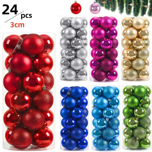 24pcs 3cm Christmas Balls Christmas Decorations Tree Ornaments Ball Xmas Hanging Tree Pendants Home Party Decor New Year Gift