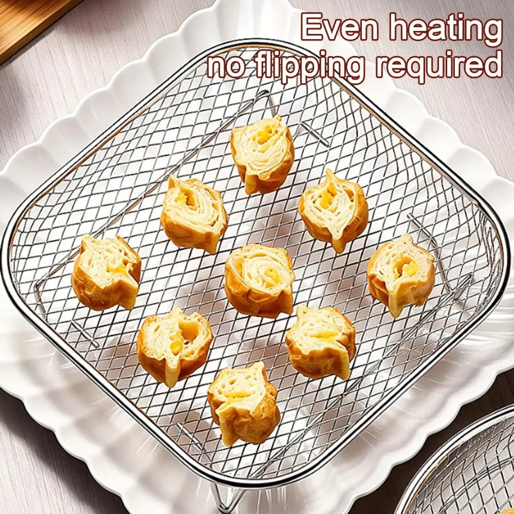 Air Fryer Rack Non-Stick Stainless Steel Air Fryer Tray Grill Basket Kitchen Accessory BBQ Frying Rack Cooking Gadgets Hot Sales