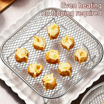 Air Fryer Rack Non-Stick Stainless Steel Air Fryer Tray Grill Basket Kitchen Accessory BBQ Frying Rack Cooking Gadgets Hot Sales