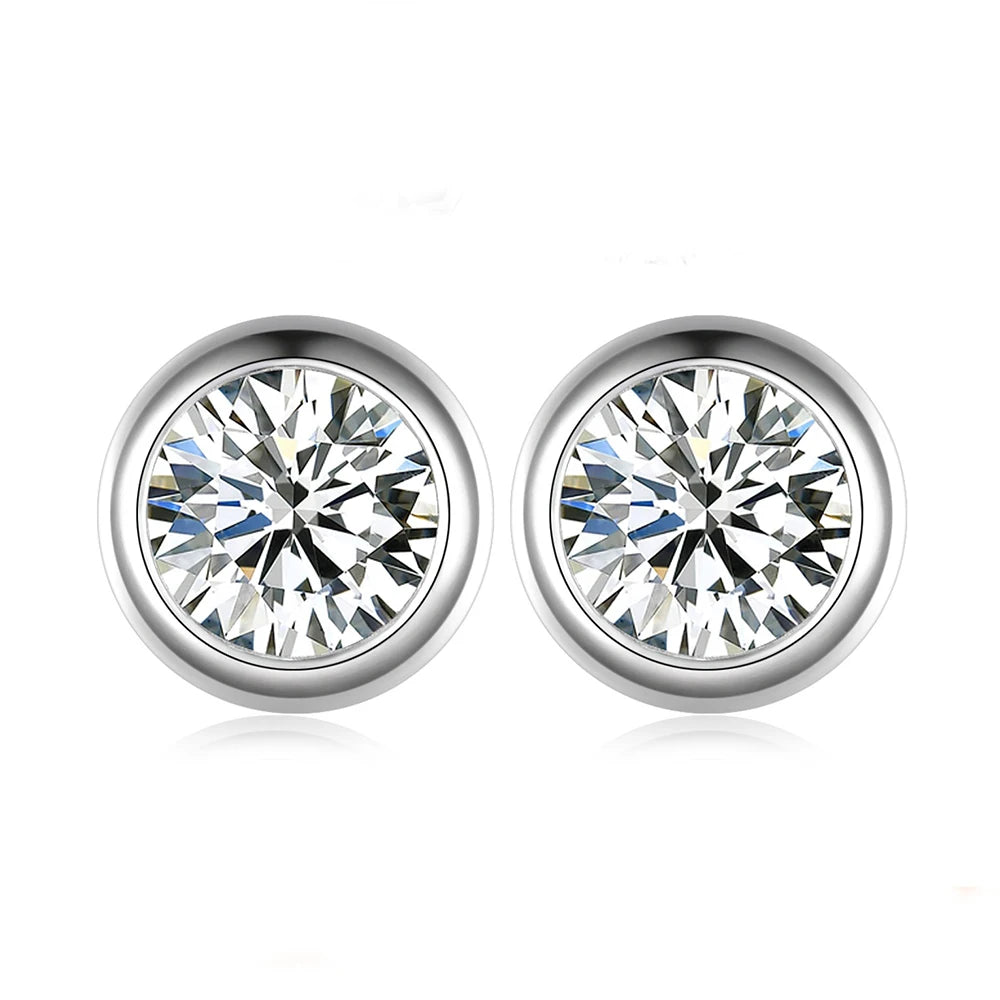 Cbtb Classic S925 Sterling Silver Round Moissanite Earrings for Women Wedding Luxury Gemstone Jewelry