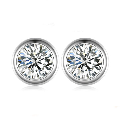 Cbtb Classic S925 Sterling Silver Round Moissanite Earrings for Women Wedding Luxury Gemstone Jewelry