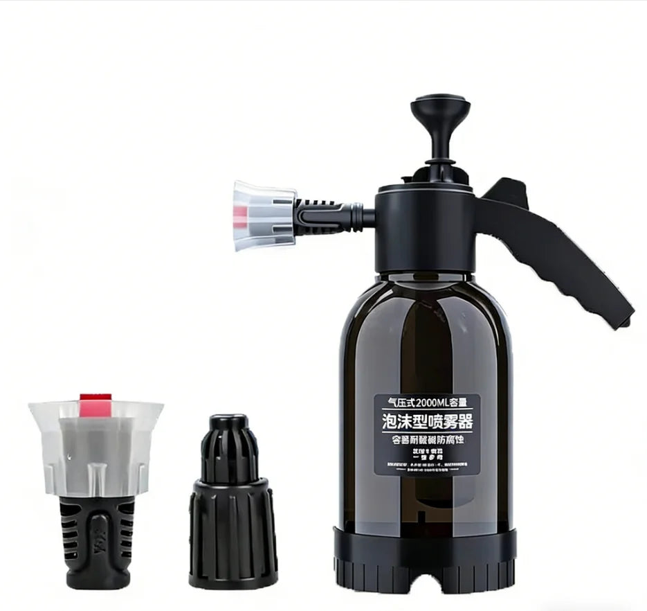 2L Hand Pump Foam Sprayer with 2 Types of Nozzle Hand Pneumatic Foam Cannon Snow Foam Car Wash Spray Bottle Car Window Cleaning