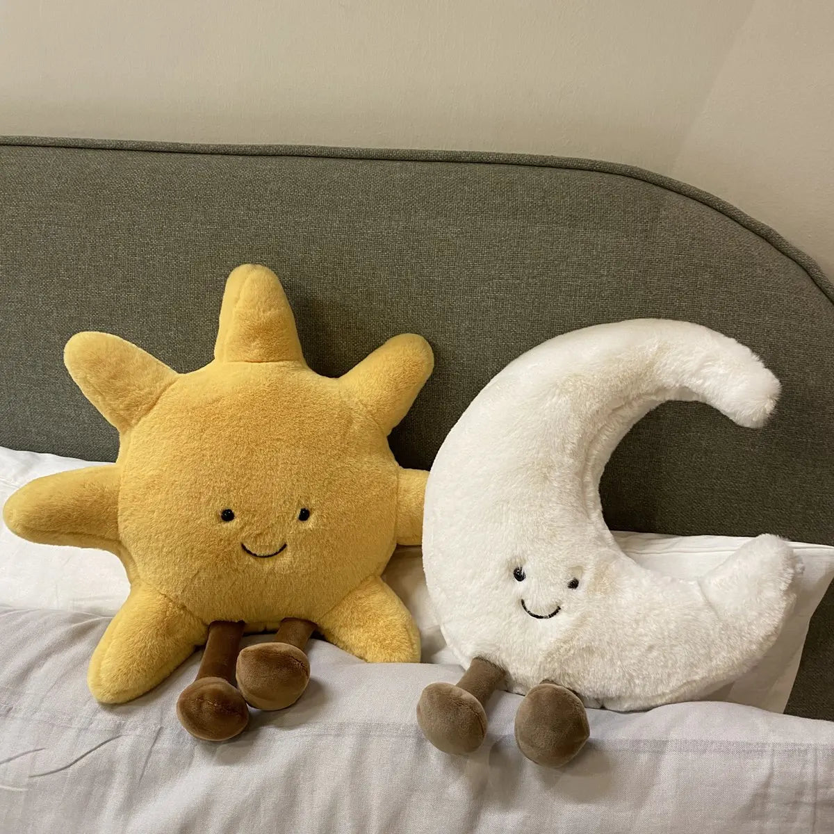 Deer INS Moon And Sun Plush Doll Stuffed Cartoon Cuddly Kawaii Sky Pillow with Legs Sitting Decor Pillow For Bedroom Sofa Chair