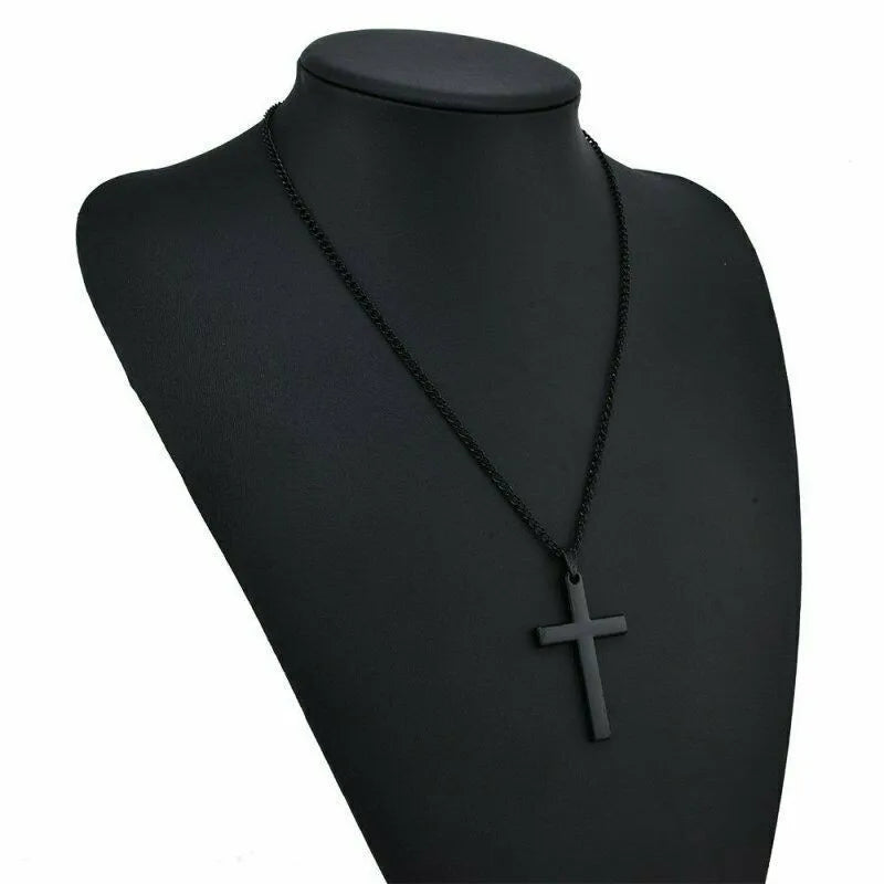 Classic Stainless Steel Cross Pendant Necklace for Women Men Link Chain Charm Necklace Cool Boys Girls Punk Hip Hop Jewelry Gift