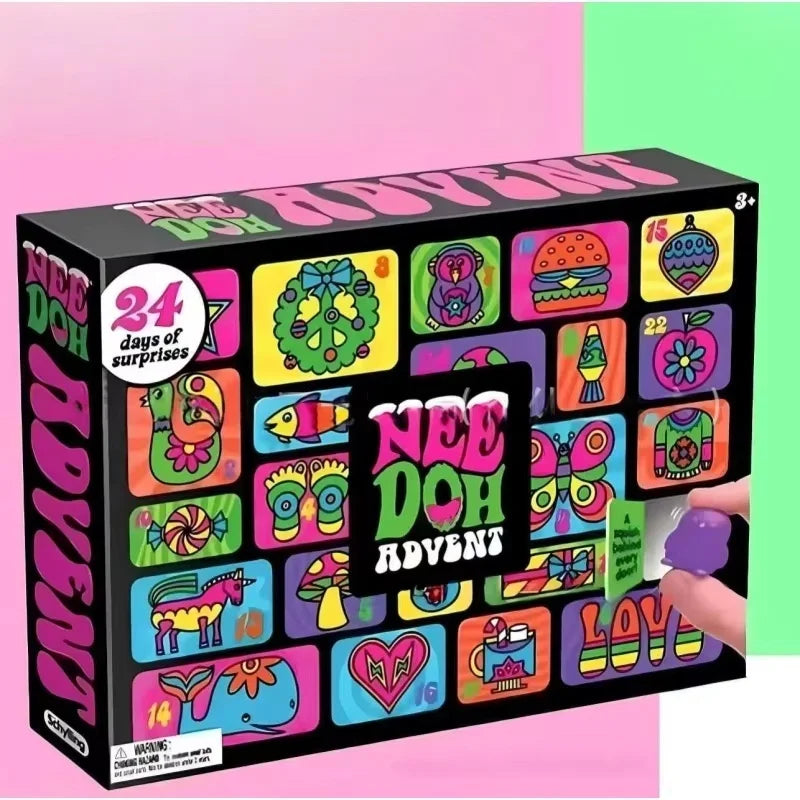 2026 NeeDoh Advent Calendar 3D PVC Fidget Doll Christmas Countdown Calendar Surprise Box Stress Relief Toy New Year Holiday Gif
