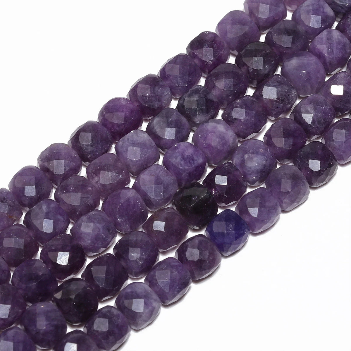 Natural Amethyst Beads 7-8mm Faceted Square Cube Geometric Shape Loose Beads for Jewelry Making Diy Accessories