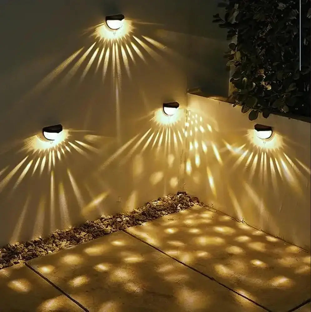 LED Solar Fence Lights Outdoor Waterproof Wall Lights Corrugated Lights for Fence Terrace Garden Path Decorative Lights