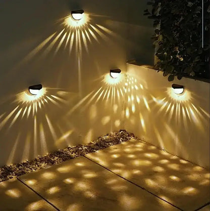 LED Solar Fence Lights Outdoor Waterproof Wall Lights Corrugated Lights for Fence Terrace Garden Path Decorative Lights