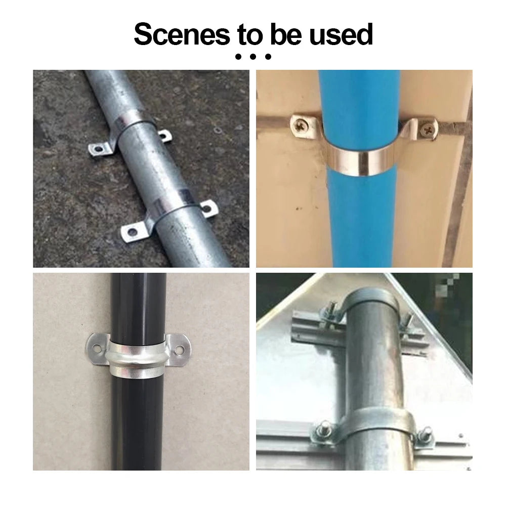 NINDEJIN 2/10pcs U shape pipe clamps 5-100mm stainless steel two hole strap conduit tube clip water pipe plumbing saddle clamps