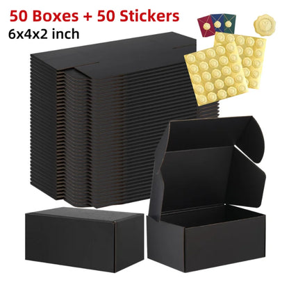 50pcs 6x4x2 Inches Black Small Shipping Boxes, Cardboard Corrugated Gift Mailer Boxes for Packaging Small Business Mailing Prese