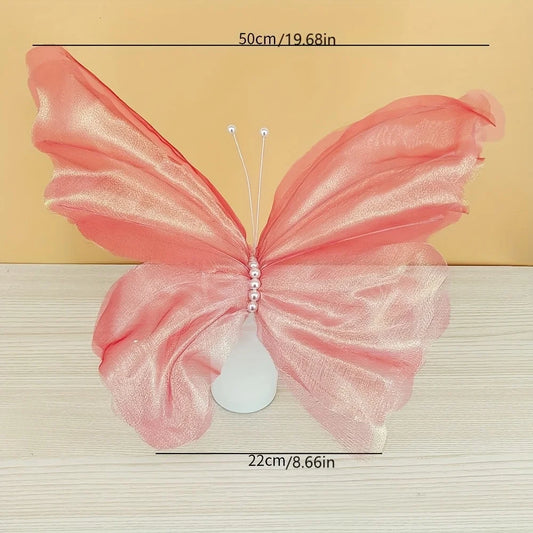 50cm Simulation Butterfly 3D Outdoor Shopping Mall Wedding Festival Decoration Hollow Large Hanging Gauze Big Fake Butterfly