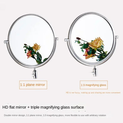 Dressing Mirror Wall Mounted 8 Inch Magnifying Two-sides Mirror Space Aluminum Black  Makeup Mirror Cosmetic Lady Gift