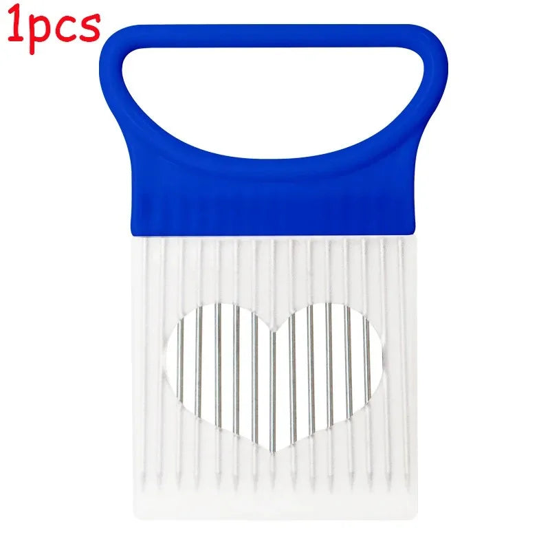 Stainless Steel Onion Cutter Holder Food Slicers Assistant Tomato Onion Slicer Holder Vegetables Cutting Fork Kitchen Gadgets