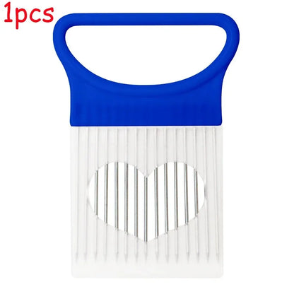 Stainless Steel Onion Cutter Holder Food Slicers Assistant Tomato Onion Slicer Holder Vegetables Cutting Fork Kitchen Gadgets