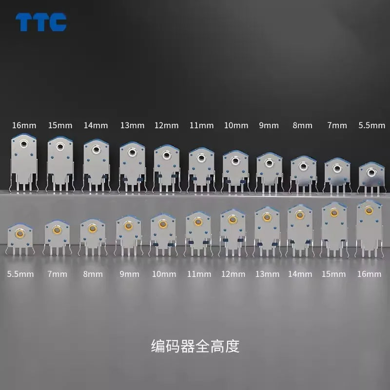 TTC Dustproof Decoder 7/8/9/10/11/12/13/14/15/16mm Rotary Mouse Scroll Gold Silver Wheel Encoder 1.74mm Hole 20-40g For PC Mouse
