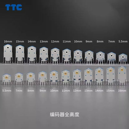 TTC Dustproof Decoder 7/8/9/10/11/12/13/14/15/16mm Rotary Mouse Scroll Gold Silver Wheel Encoder 1.74mm Hole 20-40g For PC Mouse