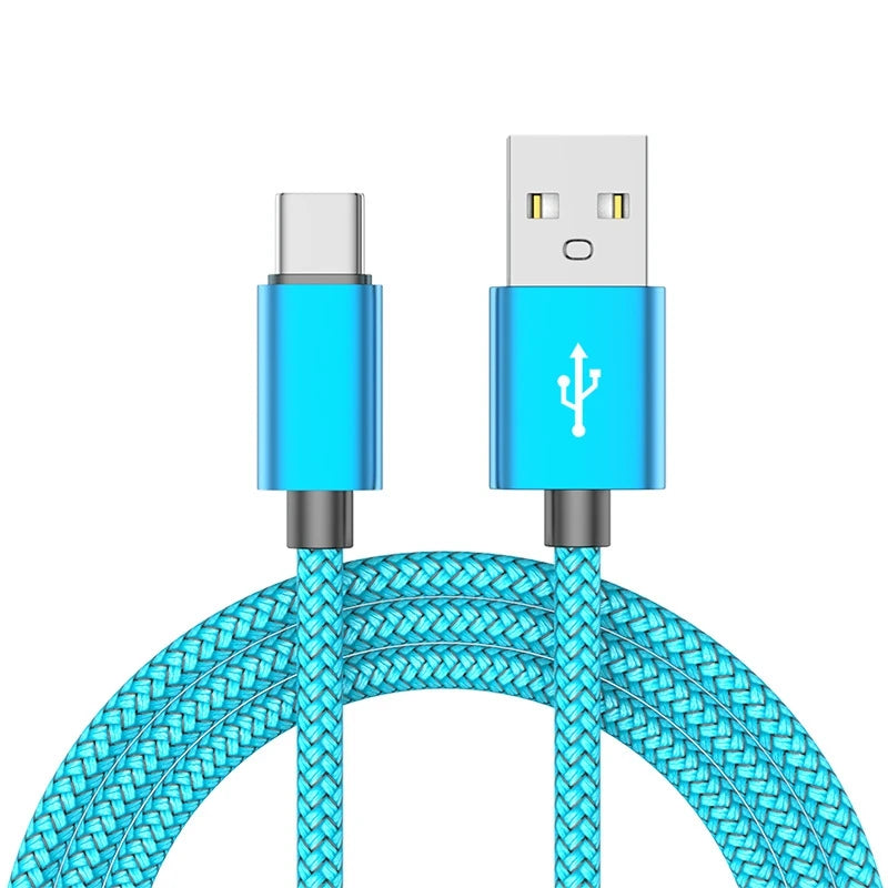 Nylon Data Cable Fast Charger USB A to Type C Charging Cable For Huawei Samsung Android Phone TypeC Charging Device 1M 2M 3M