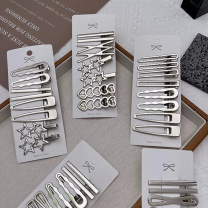 Sliver Metal Hair Clips Women Girls Y2K Duckbill Hairpin Personality Bangs Side Headwear Barrettes Hairclip Styling Accessories