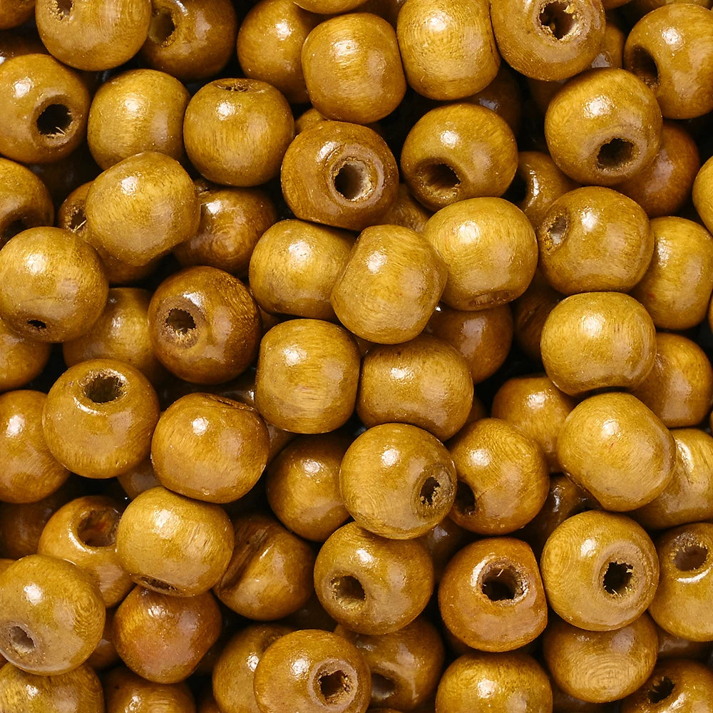 200pcs/lot 11mm Brown Wooden Beads Large Hole Loose Spacer Beads for Vintage Round Jewelry Making DIY Beaded Bracelet Necklace