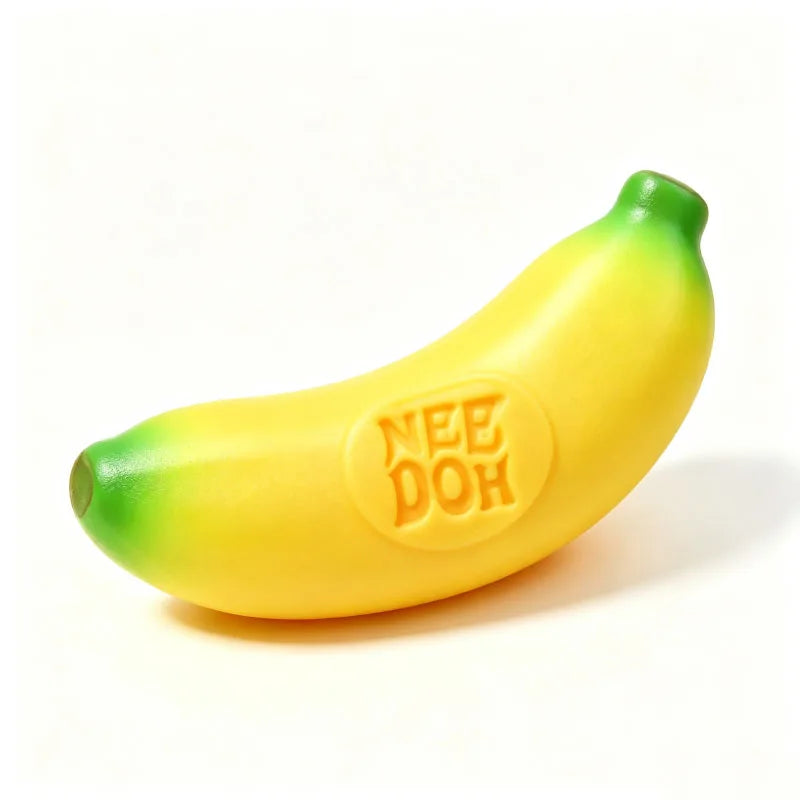 Groovy Nee Doh Schylling Fruit Stress Ball, Elastic Soft Squishy Fidget Toy, Banana Strawberry Orange Squeeze Sensory Toy
