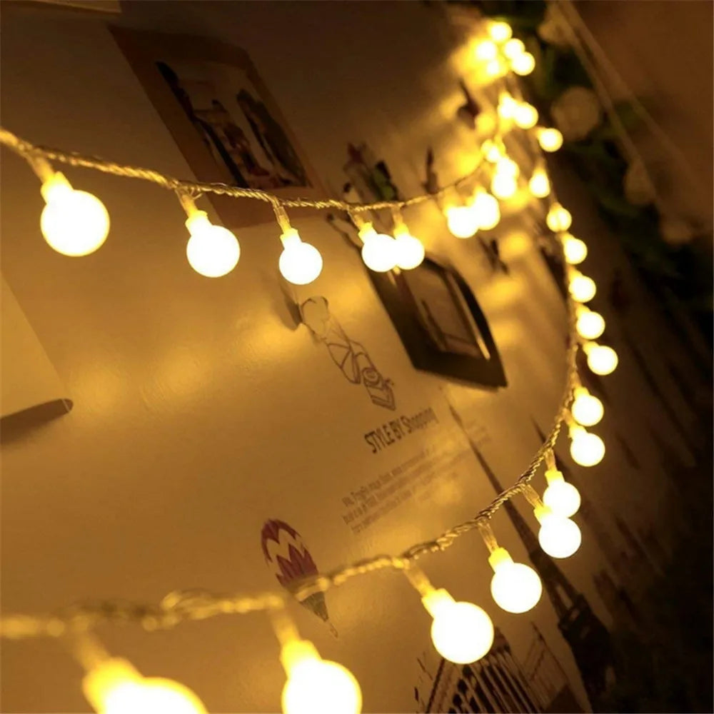 3M 6M 10M USB Power 20/40/80Ball LED String Lights Garland Lights Outdoor Lamp Wedding Garden Fairy Lights Christmas Decoration
