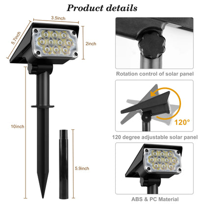 2PCS Solar Power Light Adjustable Light Temperature Solar Garden Light outdoor IP65 Solar Lamp Super Bright Solar Spotlight