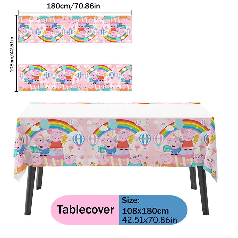 Peppa Pig Theme Party Supplies Tableware Cup Plate Straw Napkins Spiral Honeycomb Paper boxe Background Girls Birthday Decorate