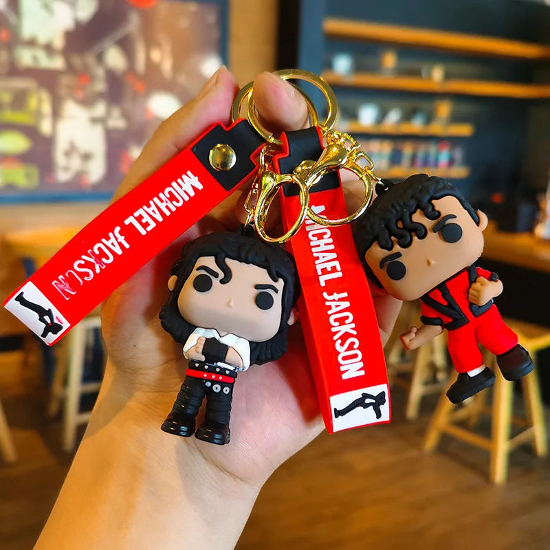 Michael Jackson Figure Keychain Classic Music Idol Pendant Mini Doll Keyring Fans Collectible Key Chain Gift