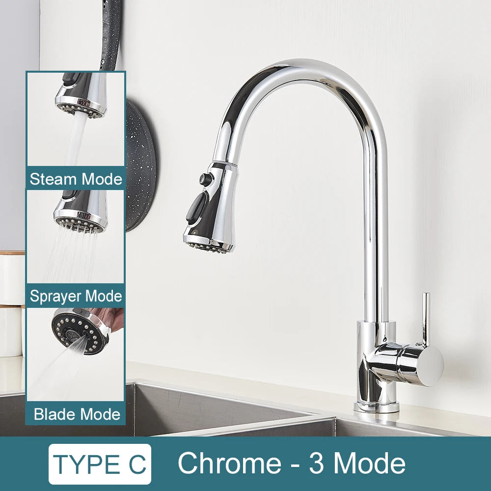 Black Kitchen Faucet Two Function Single Handle Pull Out Mixer  Hot and Cold Water Taps Deck Mounted