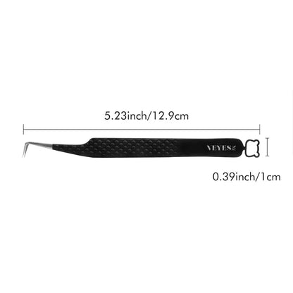 Eyelash Extensions Tweezers Noir N°1 - Fiber Lash Tweezer Veyelash Professional 90 Degree Tweezers for Volume Stainless Steel