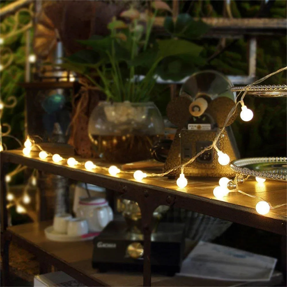 3M 6M 10M USB Power 20/40/80Ball LED String Lights Garland Lights Outdoor Lamp Wedding Garden Fairy Lights Christmas Decoration