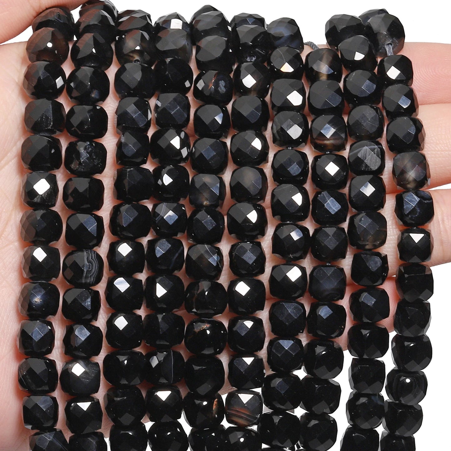 Natural Amethyst Beads 7-8mm Faceted Square Cube Geometric Shape Loose Beads for Jewelry Making Diy Accessories