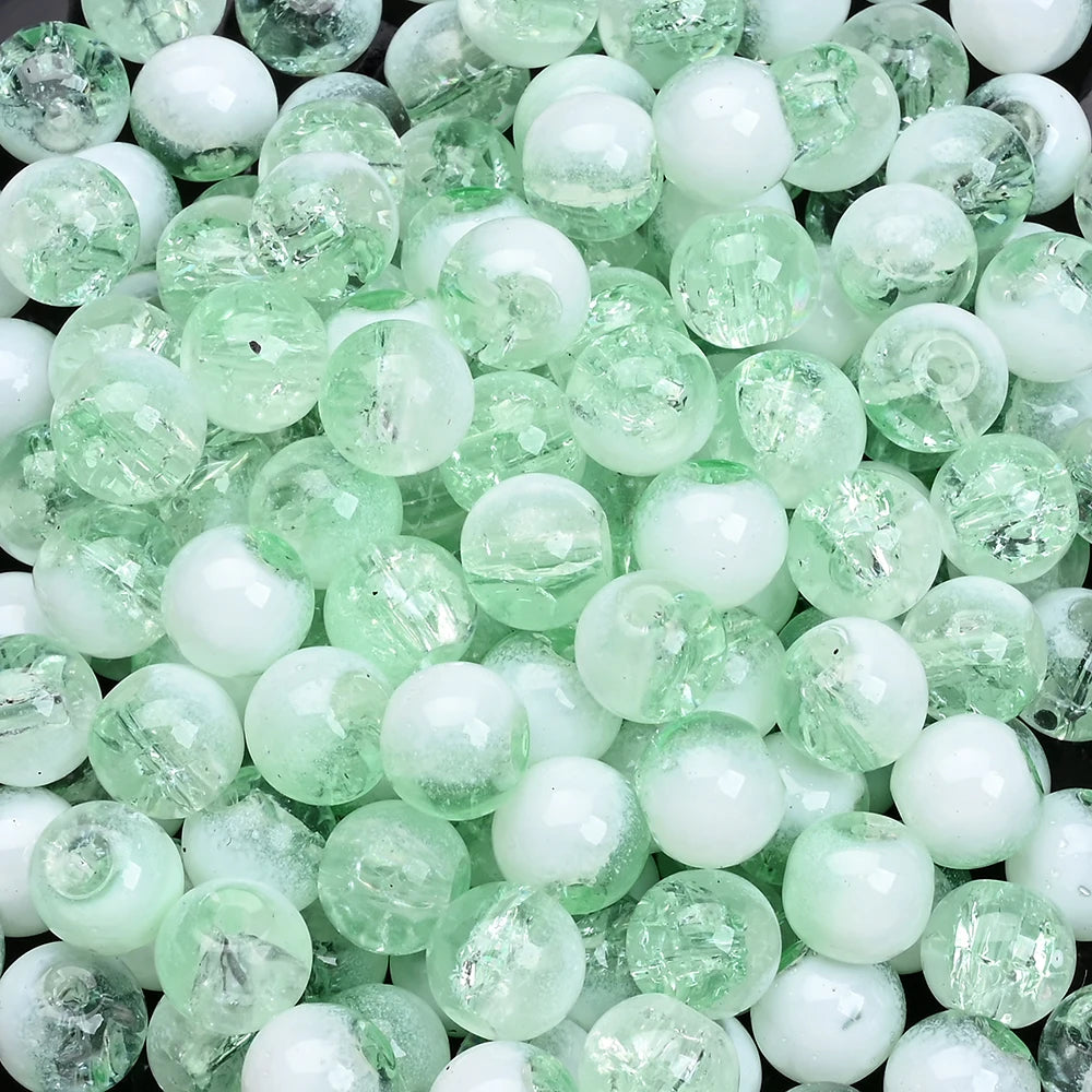 100pcs 8mm Christmas Crystal Glass Crack Beads Red and Green Gradient Spacer Beads for DIY Bracelet Necklace Jewelry Making