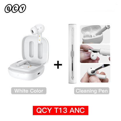 QCY T13 ANC Wireless Earphones Bluetooth 5.3 TWS ANC Noise Cancellation Headphone 4 Mics ENC Headset In-Ear Handfree Earbuds