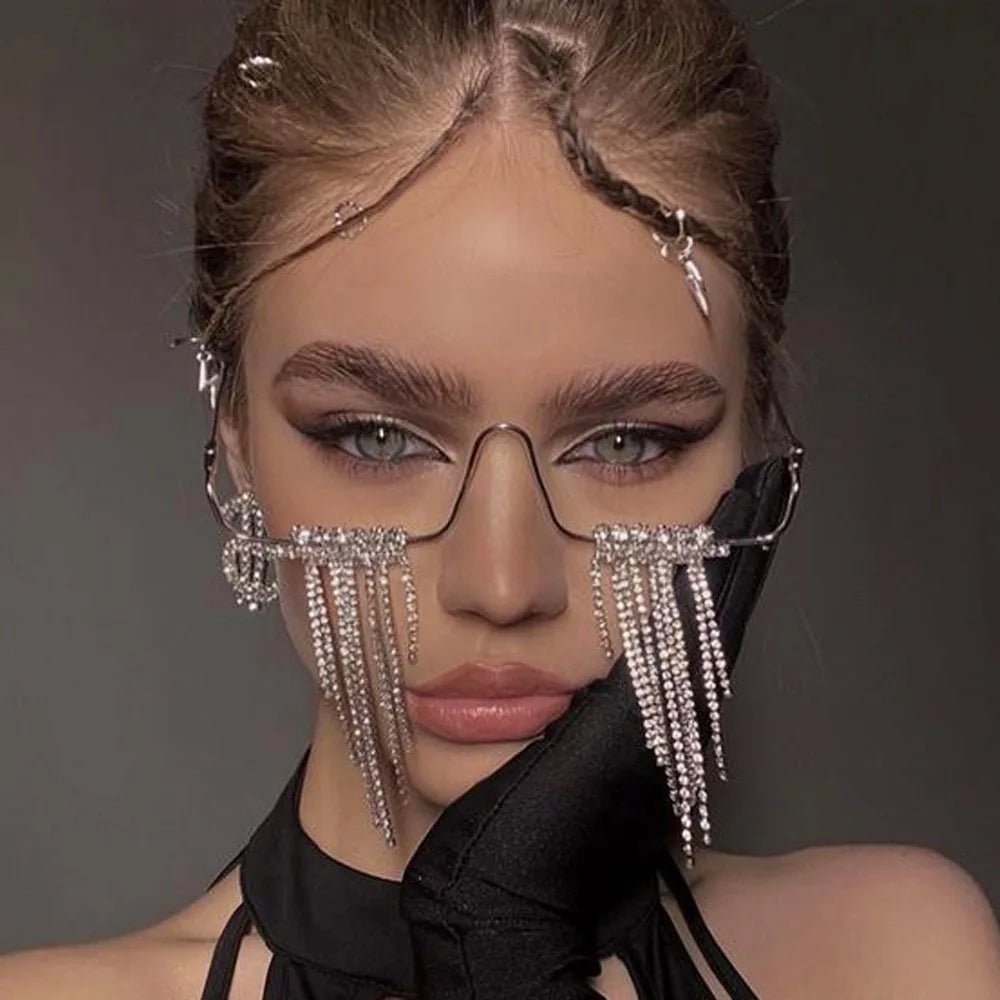 Stonefans Rhinestone Glasses Frame for Women Hight Quality Luxury Crystal Eyes Glasses Accessories Without Lenses Face Jewelry