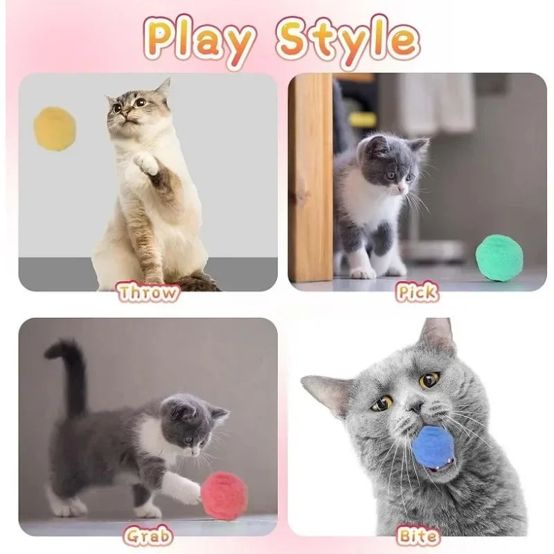 Cat Toys Automatic Ball Launcher Training Toy For Pet Kitten Creative Mini Shooting Gun Games Stretch Plush Toys Pet Supplies