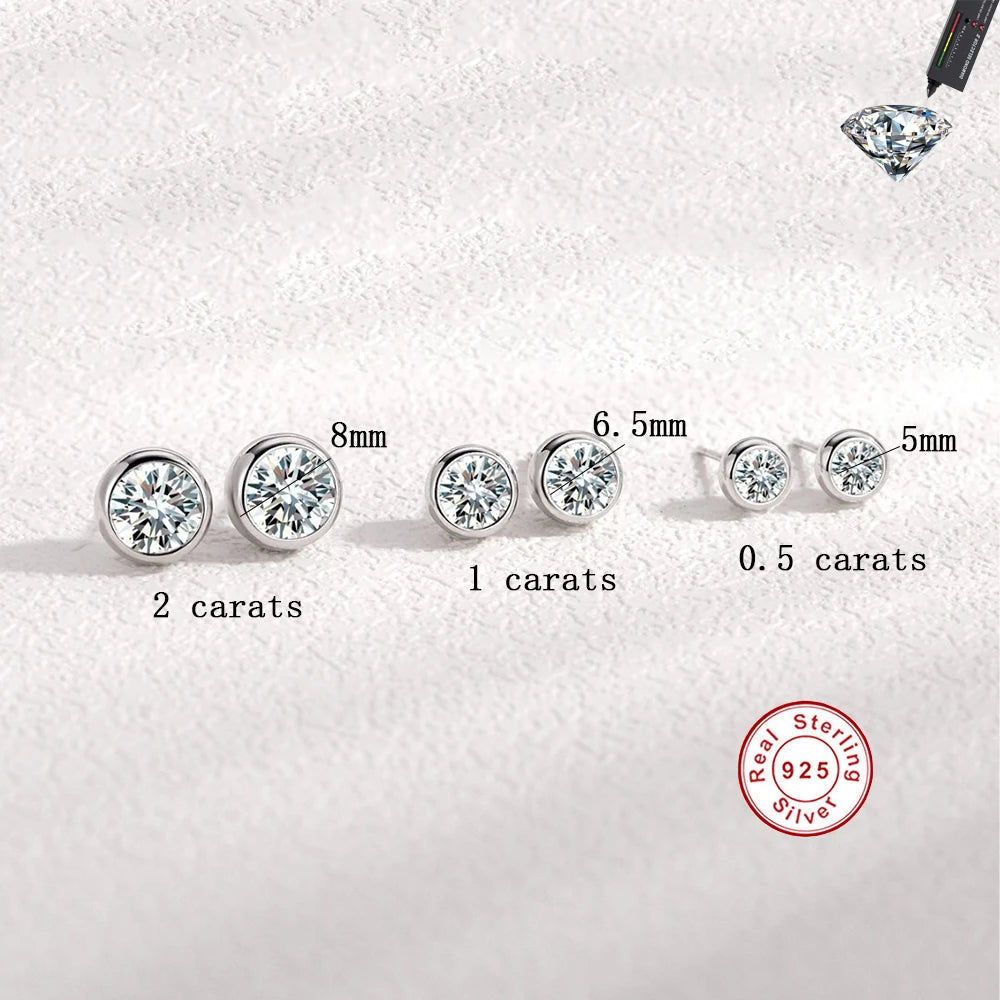 Cbtb Classic S925 Sterling Silver Round Moissanite Earrings for Women Wedding Luxury Gemstone Jewelry