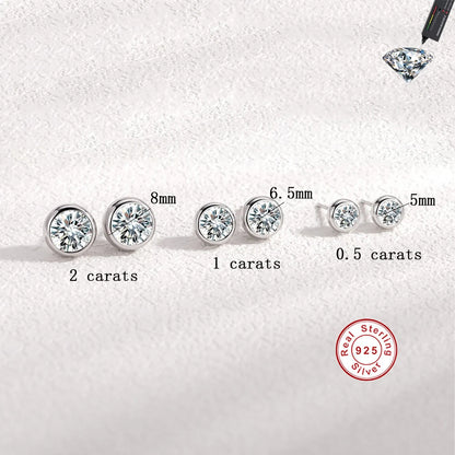 Cbtb Classic S925 Sterling Silver Round Moissanite Earrings for Women Wedding Luxury Gemstone Jewelry