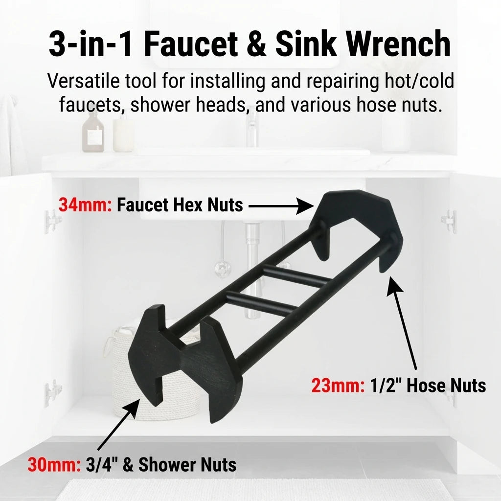 Multi Function Faucet Wrench For Sink And Water Pipe Repair Tool With Anti Slip Design