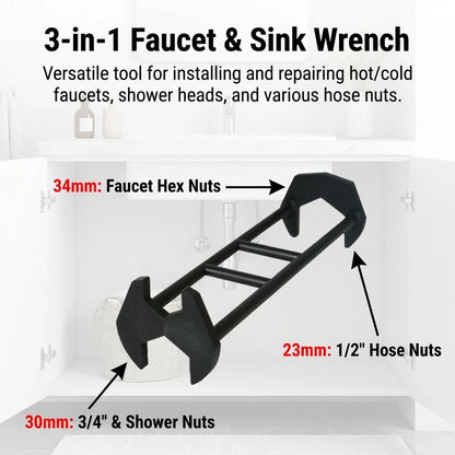 Multi Function Faucet Wrench For Sink And Water Pipe Repair Tool With Anti Slip Design