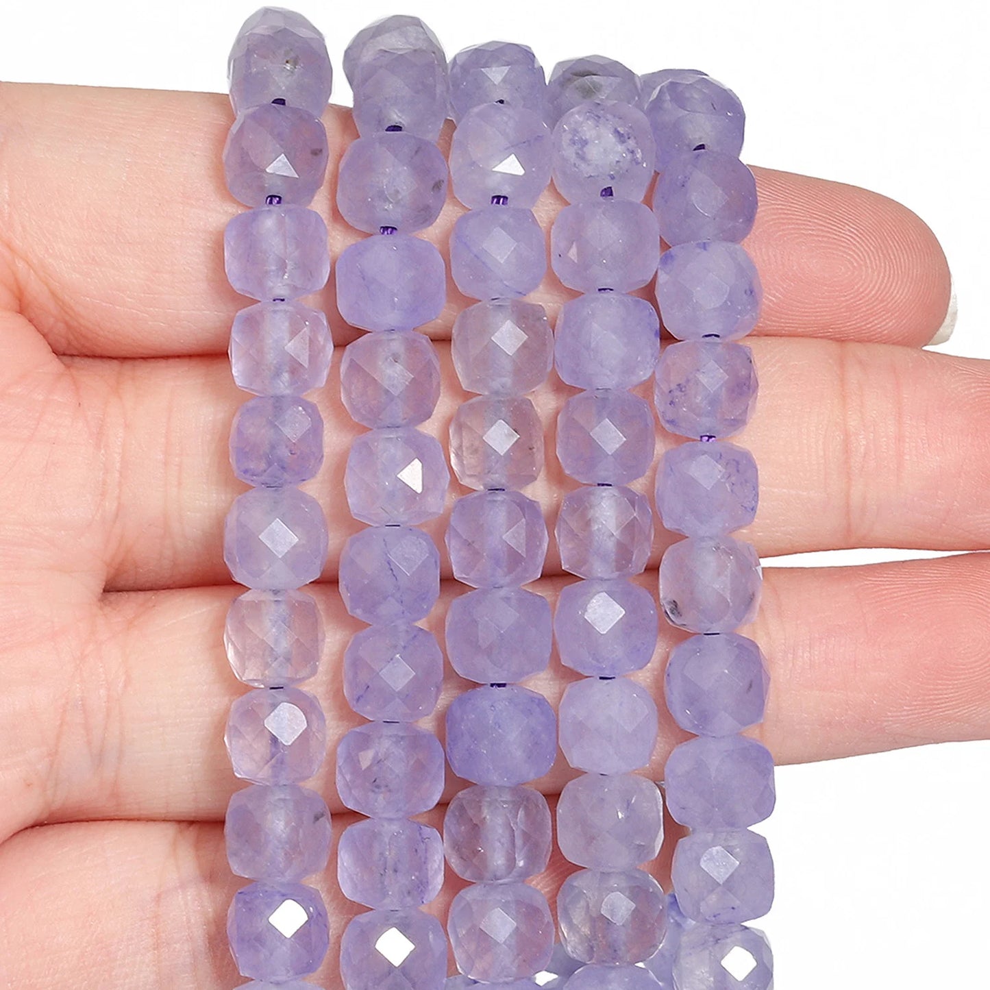 Natural Amethyst Beads 7-8mm Faceted Square Cube Geometric Shape Loose Beads for Jewelry Making Diy Accessories