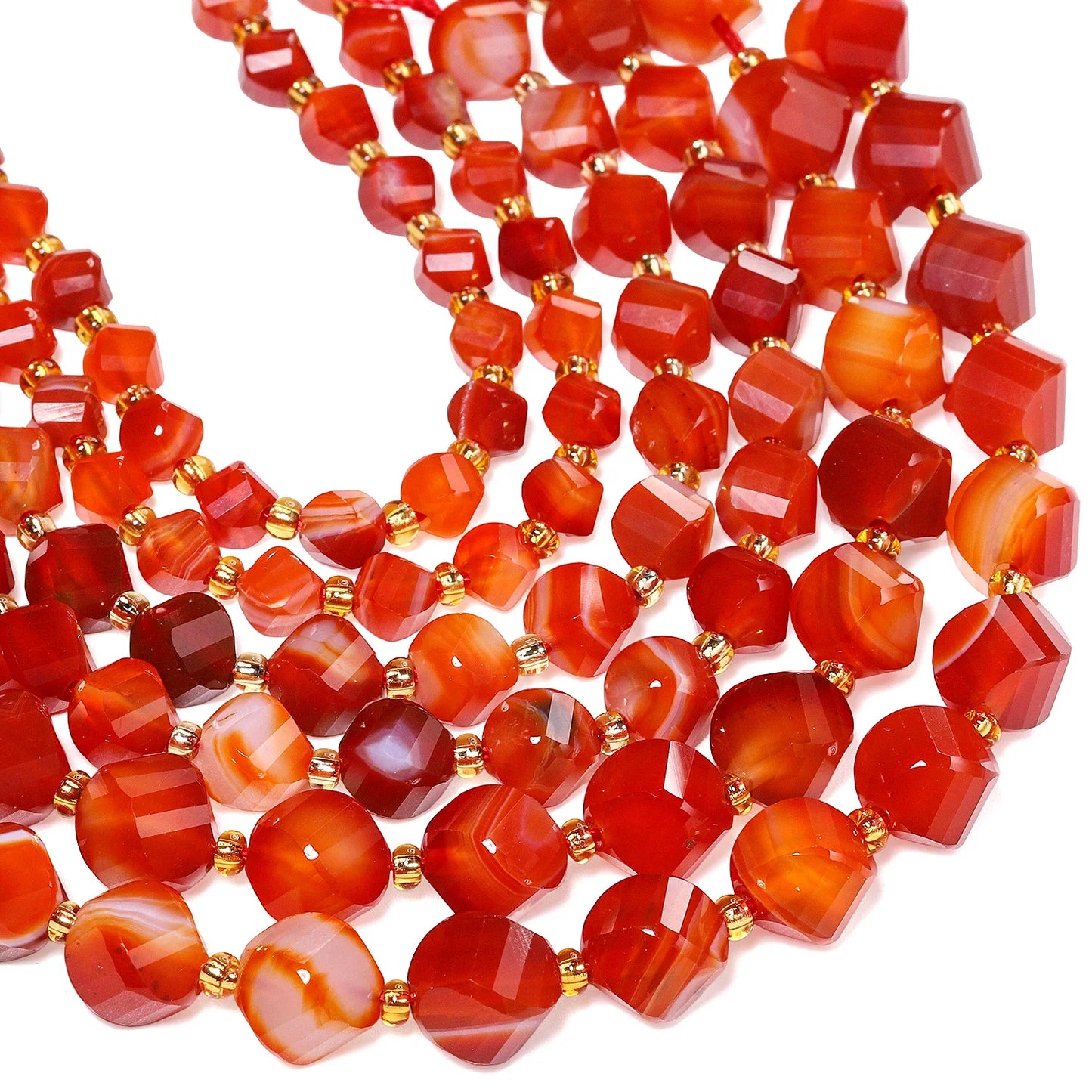 Natural Coffee Stripe Agate Stone Beads 6-10mm Faceted Twist Shape Beads Loose Spacer Beads for Jewelry Making Diy Accessories